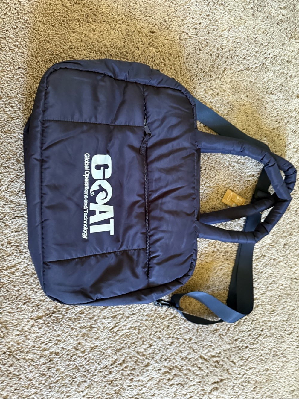 Navy Quilted Tote Bag for Men peloton Merch